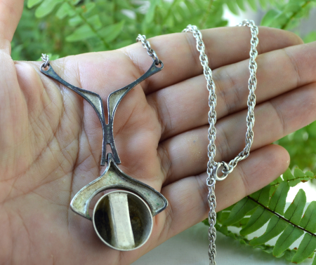 Colier argint Mid-Century, Dark Green Chrysoprase [2]