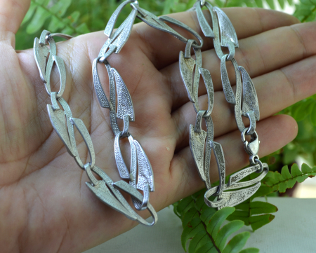 Colier argint Mid-century, design modernist, semnat [2]