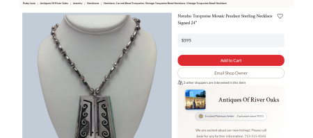 Colier argint Navajo, inlay  turcoaz, Jackson Jarrett Nez A Vintage Collection [4]