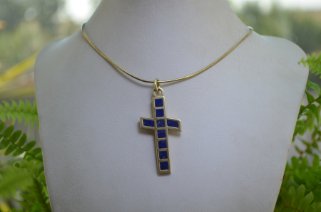 Colier argint placat aur, cruce vermeil si lapis lazuli [3]