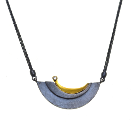 Coliere si lanturi argint - Colier argint placat rodiu negru si diamant