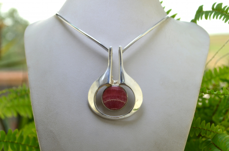 Colier argint Space Age, rodiat, Rodocrozit [3]