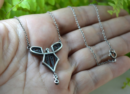 Colier argint vechi, marcasite si perla, Art Deco [2]