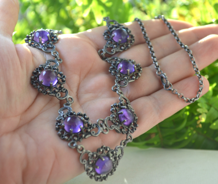 Colier argint vechi, model Princess, estetica Baroque [3]