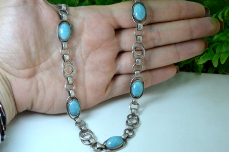 Colier argint vintage Amazonite design art deco [2]