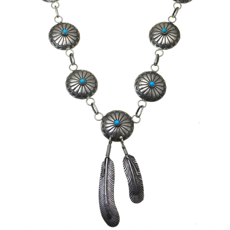 Coliere si lanturi argint - Colier argint vintage Concho Southwestern, semnata Carlos A Vintage Collection
