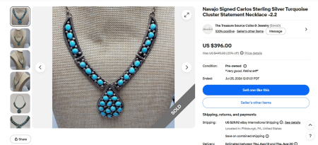 Colier argint vintage Concho Southwestern, semnata Carlos A Vintage Collection [3]