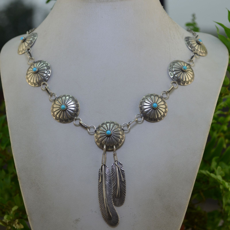 Colier argint vintage Concho Southwestern, semnata Carlos A Vintage Collection [4]