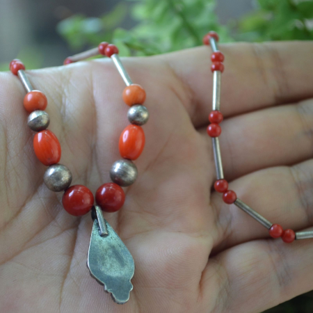 Colier argint vintage cu coral, Boho Chic A Vintage Collection [2]