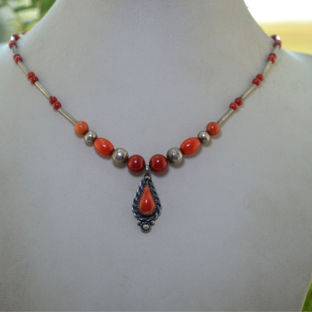 Colier argint vintage cu coral, Boho Chic A Vintage Collection [3]