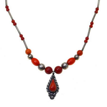 Coliere si lanturi argint - Colier argint vintage cu coral, Boho Chic A Vintage Collection