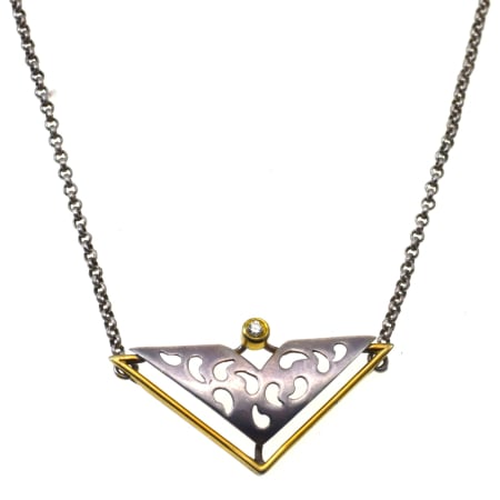 Coliere si lanturi argint - Colier argint vintage, design modernist geometric