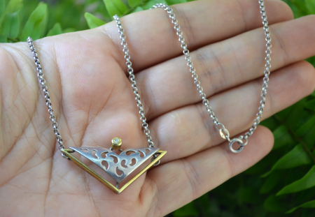 Colier argint vintage, design modernist geometric [1]