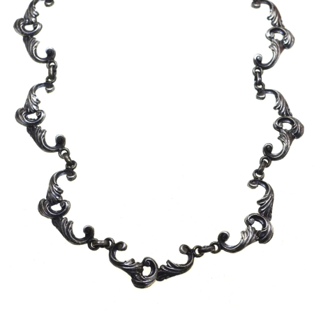 Coliere si lanturi argint - Colier argint vintage, estetica Rocaille