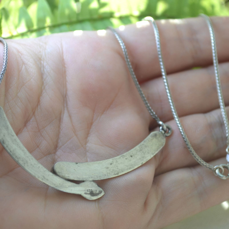 Colier argint vintage, granat, model Snake [3]