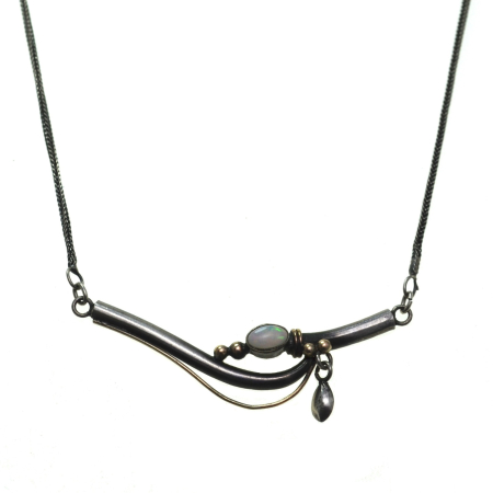 Pietre semipretioase si pretioase - Colier argint vintage Opal natural modernist minimalist art deco