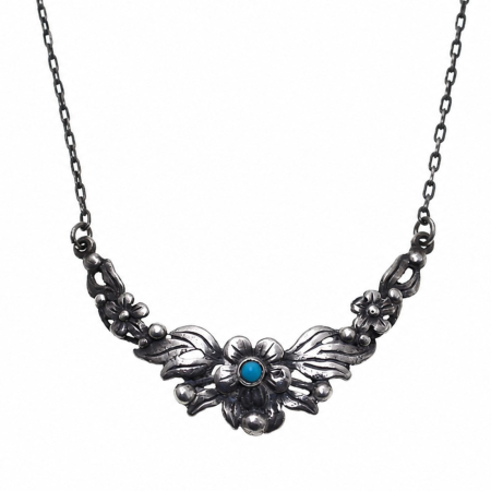Coliere si lanturi argint - Colier argint vintage, turcoaz si motive florale A Vintage Collection