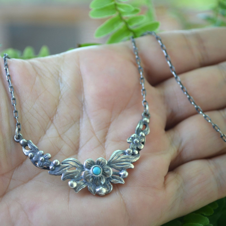 Colier argint vintage, turcoaz si motive florale A Vintage Collection [1]