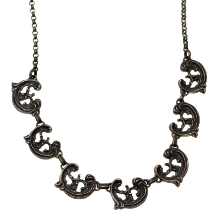Coliere si lanturi argint - Colier baza gatului argint vintage estetica Rocaille semnat ateleir egrman bas