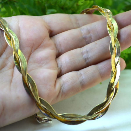 Colier din argint placat aur, model impletit Snake [2]