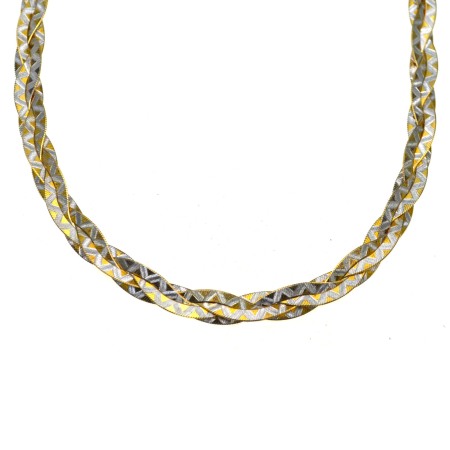 Coliere si lanturi argint - Colier din argint placat aur, model impletit Snake