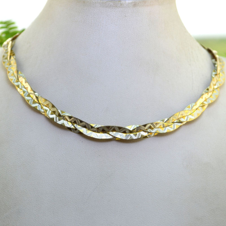 Colier din argint placat aur, model impletit Snake [3]