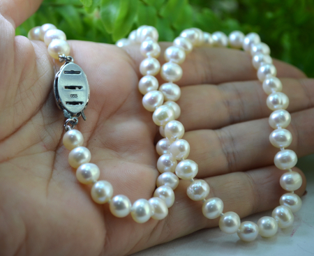 Colier perle naturale Baroque inchizatoare argint vintage [3]