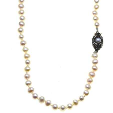 Perle naturale - Colier perle naturale Baroque inchizatoare argint vintage