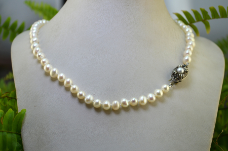 Colier perle naturale Baroque inchizatoare argint vintage [4]