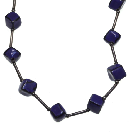 Coliere si lanturi argint - Colier vintage, elemente argint si bile Purple ceramica glazurata