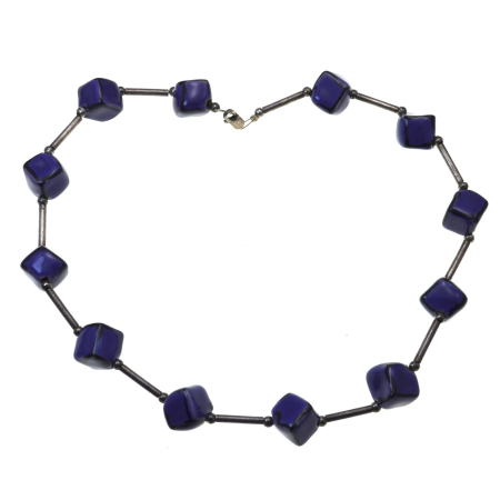 Colier vintage, elemente argint si bile Purple ceramica glazurata [2]