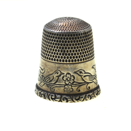 Bijuterii de colectie - Degetar argint antic victorian cu pasari si flori A Vintage Collection