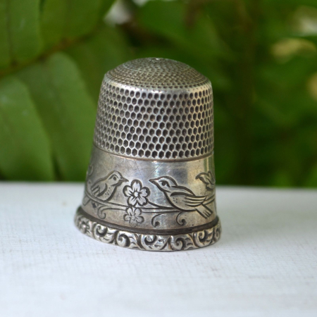 Degetar argint antic victorian cu pasari si flori A Vintage Collection [2]