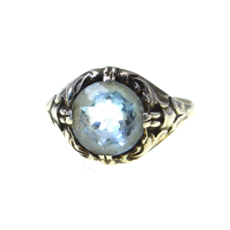 Inele argint - Inel argint antic Art Nouveau cu Bohemian Blue Crystal A Vintage Collection