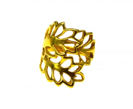 Inele argint - Inel argint aurit vintage model frunze biomorphic jewelery