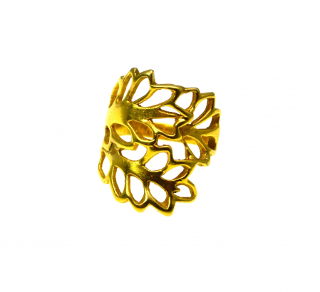 Inel argint aurit vintage model frunze biomorphic jewelery [1]