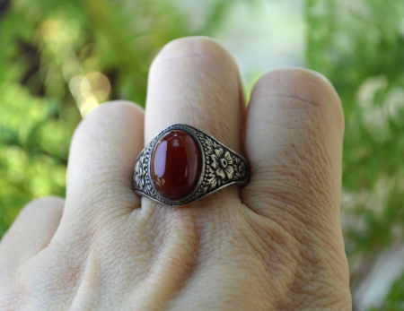 Inel argint barbati, vintage, Carneol [2]