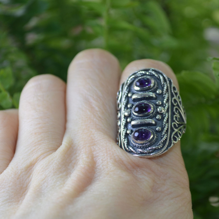 Inel argint Boho chic balinez, ametiste A Vintage Collection [1]