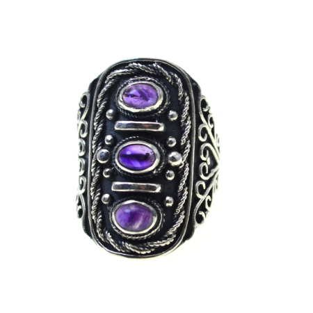 Pietre naturale - Inel argint Boho chic balinez, ametiste A Vintage Collection