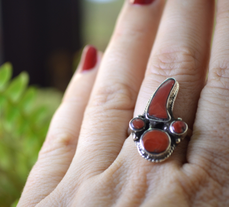 Inel argint etnic, Cornalina, reglabil A Vintage Collection [3]