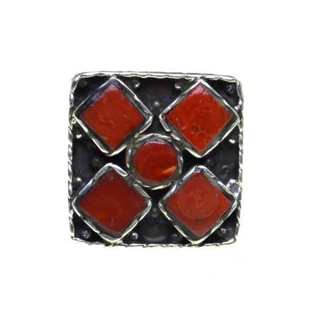 Inele argint - Inel argint etnic statement, decorat Carneol rosu