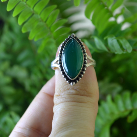 Inel argint etnic vintage, Onix verde [2]