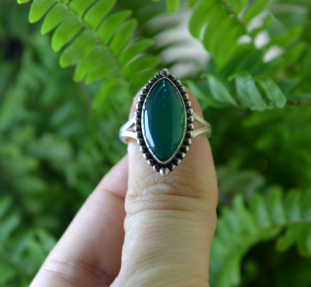 Inel argint etnic vintage, Onix verde [3]