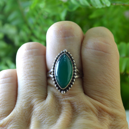 Inel argint etnic vintage, Onix verde [1]