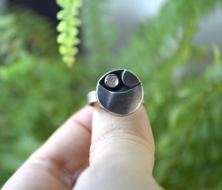 Inel argint finlandez, Rock crystal, semnat KJP Nordform A Vintage Collection [3]