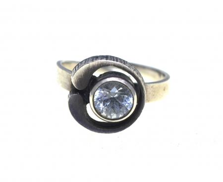 Inel argint finlandez vintage, Rock crystal, semnat [0]