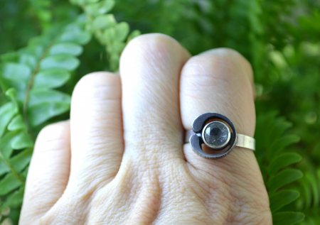 Inel argint finlandez vintage, Rock crystal, semnat [2]