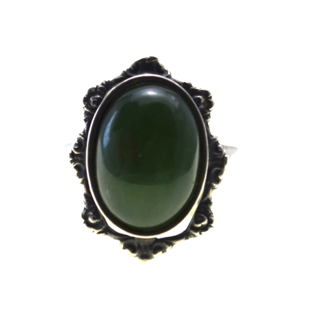 Inele argint - Inel argint interbelic, anturaj Jad Nephrite