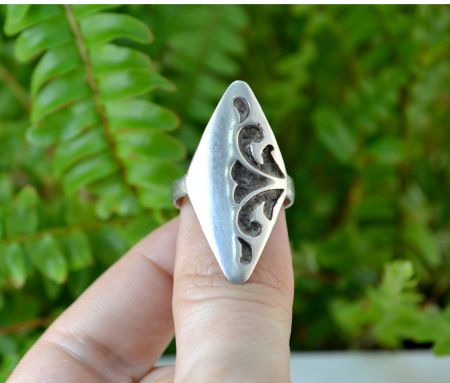 Inel argint masiv model statement bogat decorat belle epoque [3]