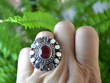 Inel argint masiv vintage indian, Carnelian [2]